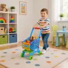 LEAN TOYS Carrinho de Compras Grande para Crianças, Alimentos, Azul, 52 cm, 46 Peças