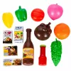 LEAN TOYS Carrinho de Compras Grande para Crianças, Alimentos, Azul, 52 cm, 46 Peças