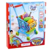 LEAN TOYS Carrinho de Compras Grande para Crianças, Alimentos, Azul, 52 cm, 46 Peças