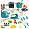 LEAN TOYS Conjunto Pequeno Chef - Panelas de Cozinha, Louça, Chaleira, Turquesa, 33 Peças
