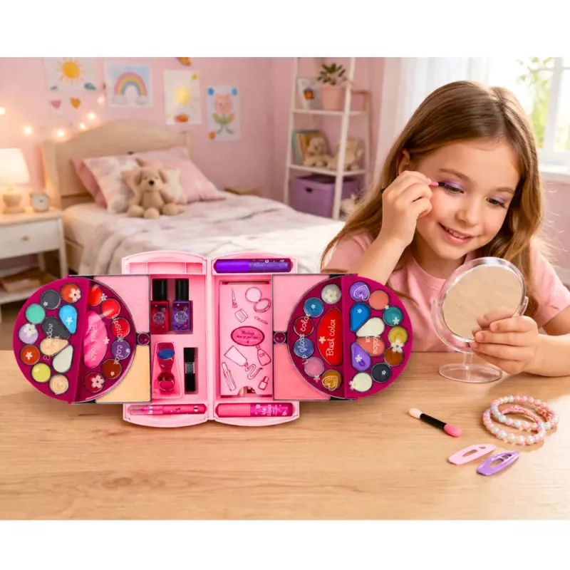 LEAN TOYS Conjunto de Beleza para Maquilhagem e Unhas Cosméticos Sombras Verniz Mala