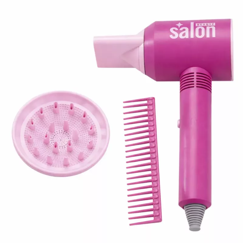 LEAN TOYS Conjunto de Salão de Cabeleireiro para Crianças - Secador de Cabelo de Brinquedo, Espelho, Pente e Acessórios - Conjunto de Beleza de Faz de Conta para Crianças a partir dos 3 anos
