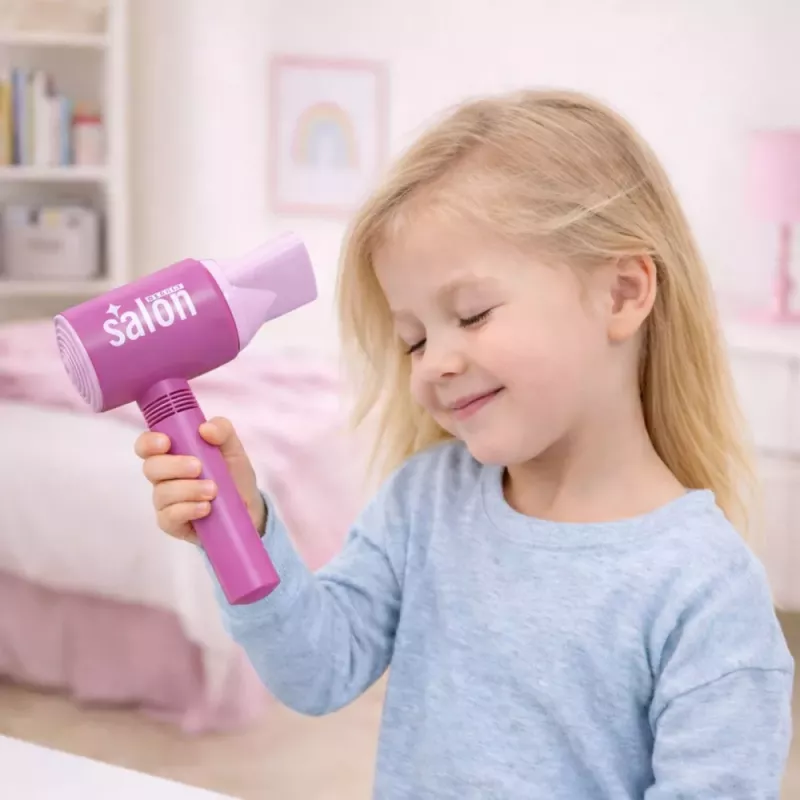 LEAN TOYS Conjunto de Salão de Cabeleireiro para Crianças - Secador de Cabelo de Brinquedo, Espelho, Pente e Acessórios - Conjunto de Beleza de Faz de Conta para Crianças a partir dos 3 anos