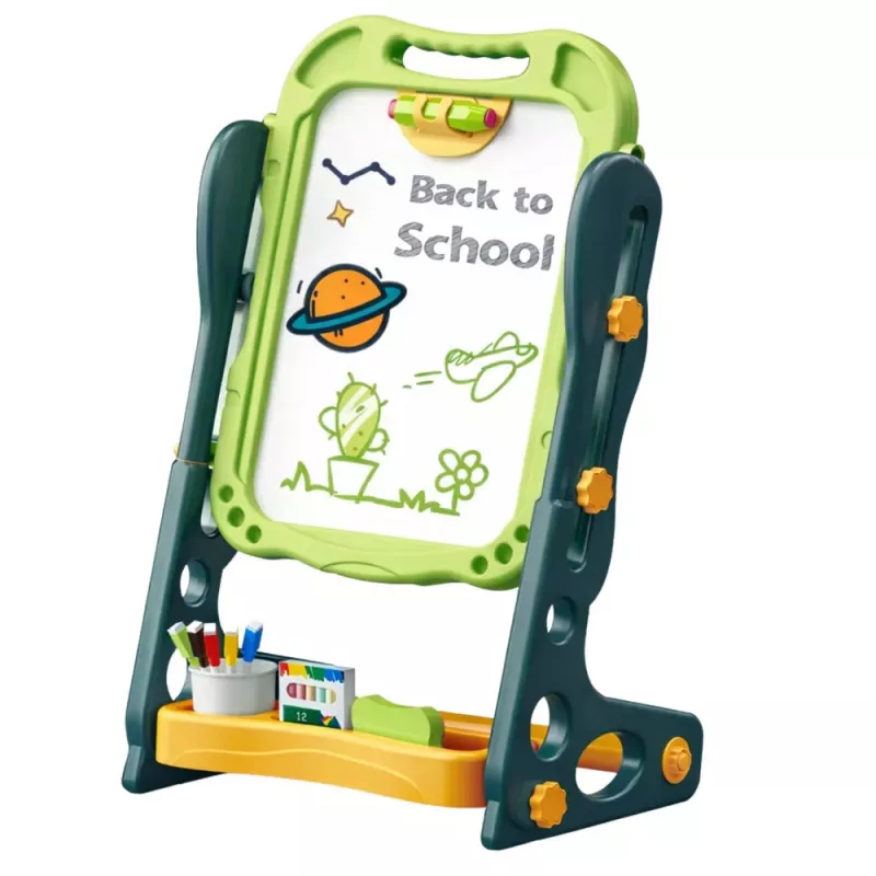 LEAN TOYS Quadro de Giz Magnético Dupla Face, Quadro Branco, Verde, 52 Peças
