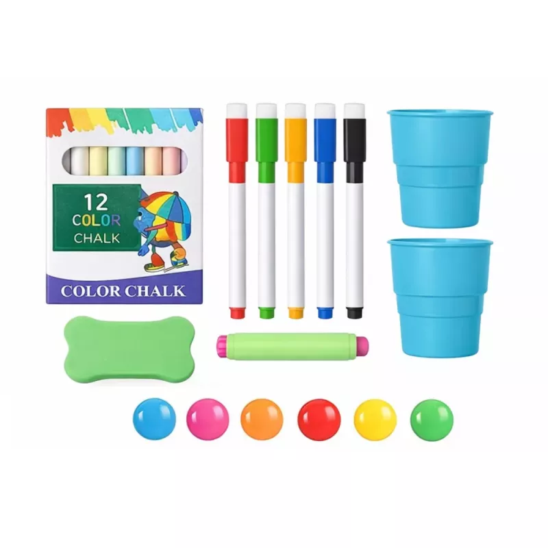 LEAN TOYS Quadro Branco Magnético Dupla Face com Ímanes e Giz, 48 Peças