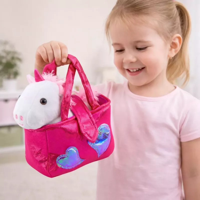 LEAN TOYS Peluche Unicórnio em Saco, Branco, 25 cm