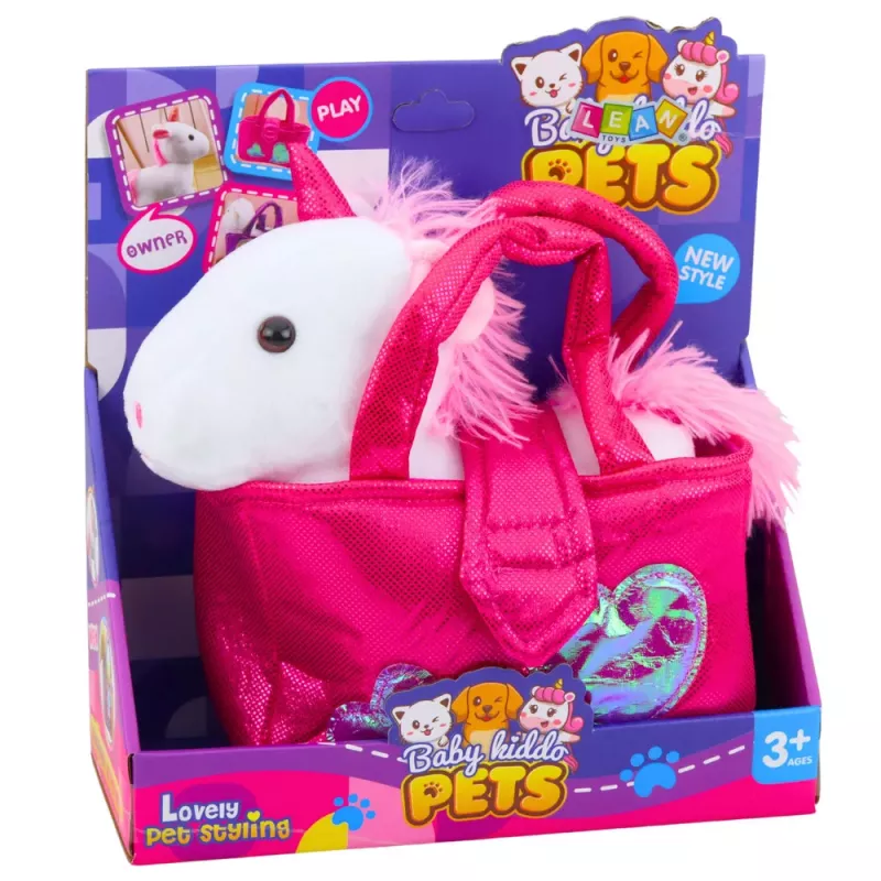 LEAN TOYS Peluche Unicórnio em Saco, Branco, 25 cm