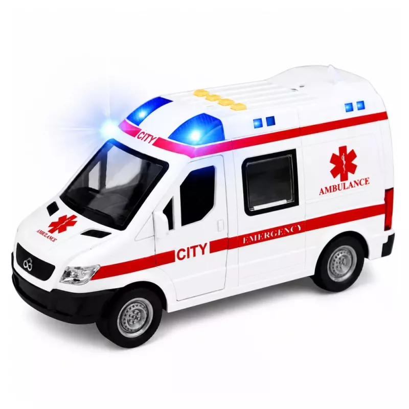 LEAN TOYS Ambulância Maca com Rodas Luzes Sons Branco 1:10