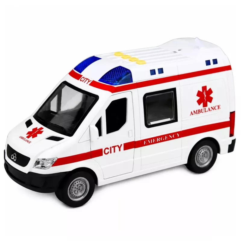 LEAN TOYS Ambulância Maca com Rodas Luzes Sons Branco 1:10