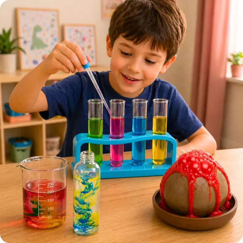 LEAN TOYS Pequeno Químico 14 em 1 Kit Educativo de Experiências Vulcão