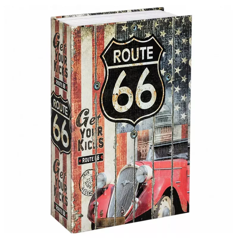 LEAN TOYS Cofre Livro com Chave Pequena Caixa de Dinheiro Route 66