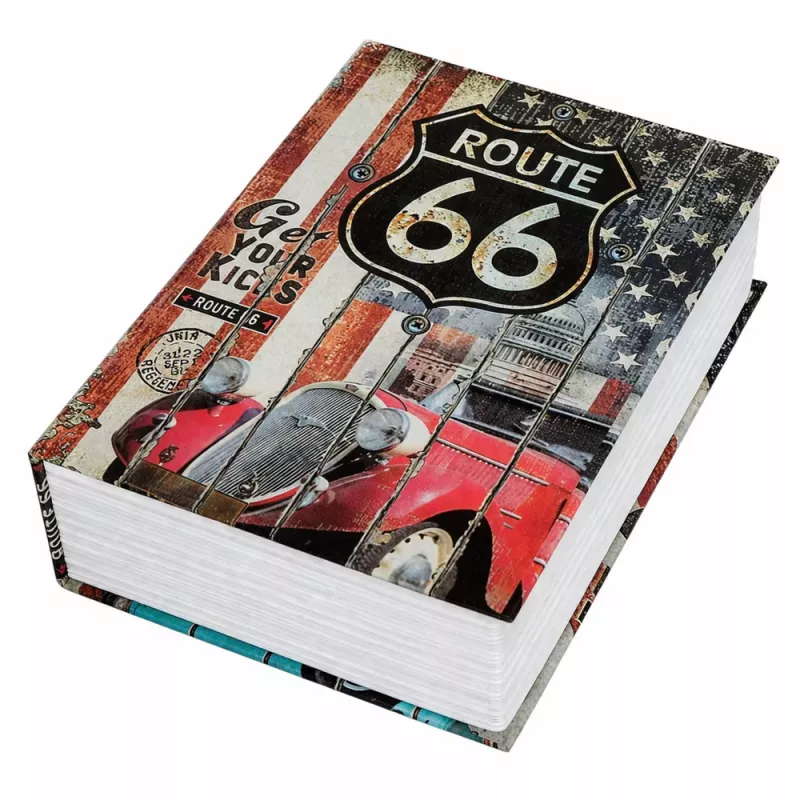 LEAN TOYS Cofre Livro com Chave Pequena Caixa de Dinheiro Route 66
