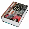 LEAN TOYS Cofre Livro com Chave Pequena Caixa de Dinheiro Route 66 Grande