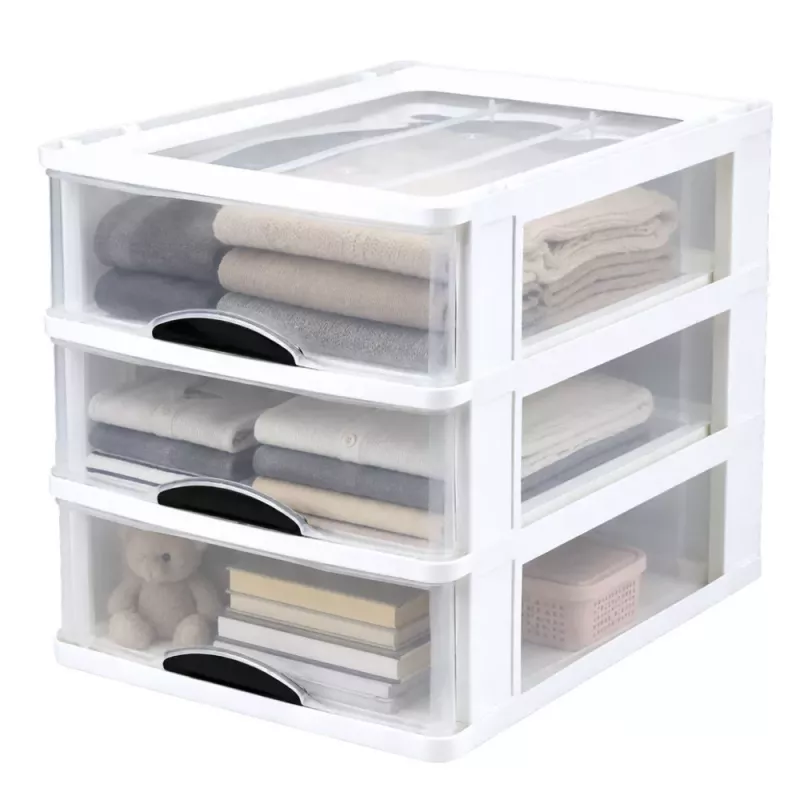 LEAN Organizador Multifunções 3 Gavetas Recipiente de Plástico Branco