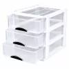 LEAN Organizador Multifunções 3 Gavetas Recipiente de Plástico Branco