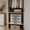 LEAN Organizador Multifunções 3 Gavetas Recipiente de Plástico Branco