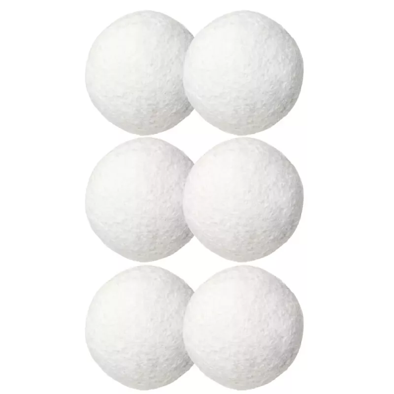 LEAN Bolas de Secador de Roupa de Lã Natural Hipoalergénicas Branco 7cm 6unid.