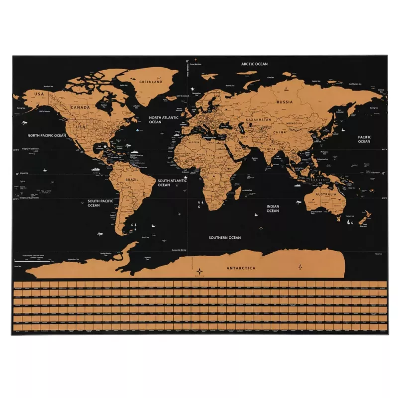 LEAN Poster Raspar Mapa do Mundo para Viajantes 82 x 59 cm