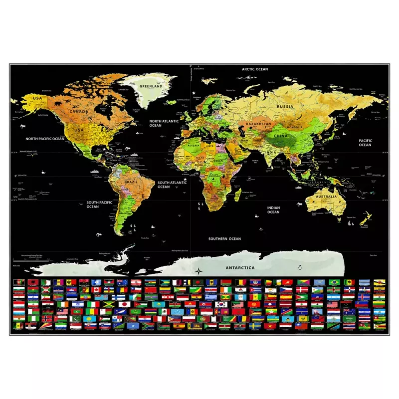 LEAN Poster Raspar Mapa do Mundo para Viajantes 82 x 59 cm