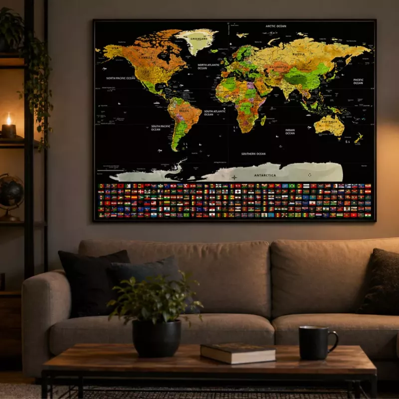LEAN Poster Raspar Mapa do Mundo para Viajantes 82 x 59 cm