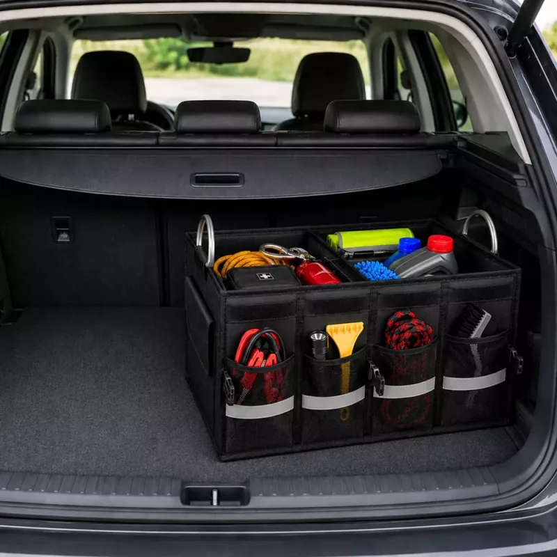 LEAN Organizador de Bagageira Grande Dobrável Preto 50L