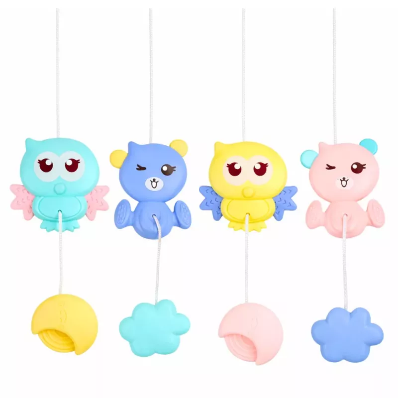 LEAN TOYS Projetor Carrossel de Berço 2 em 1 Melodias Sons de Animais Comando Rosa