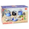 LEAN TOYS Conjunto de Utensílios de Cozinha Panelas Frigideira Chaleira Acessórios Azul 32 peças