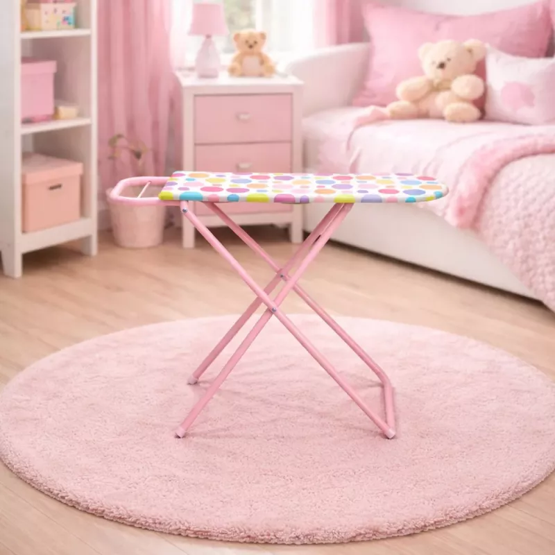 LEAN TOYS Tábua de Passar a Ferro de Metal Dobrável de Brinquedo para Crianças Dots 61 cm