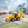 LEAN TOYS Máquinas de Construção Escavadora Carregadora Bulldozer com Rodas, Luzes, Sons - Amarelo
