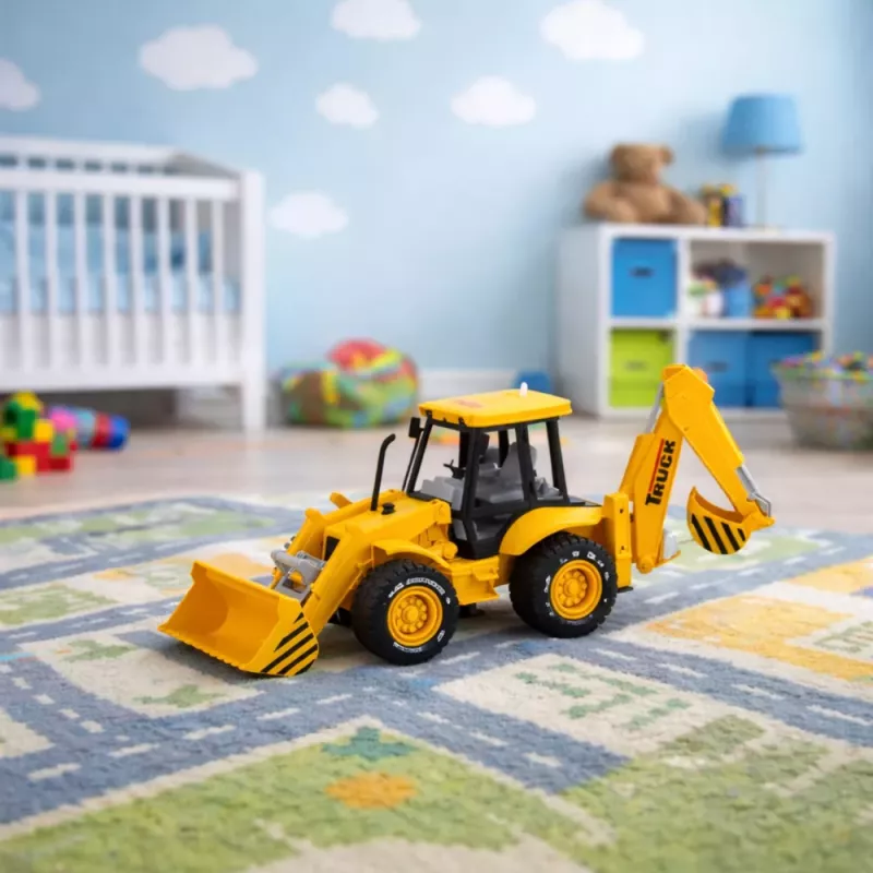 LEAN TOYS Máquinas de Construção Escavadora Carregadora Bulldozer com Rodas, Luzes, Sons - Amarelo