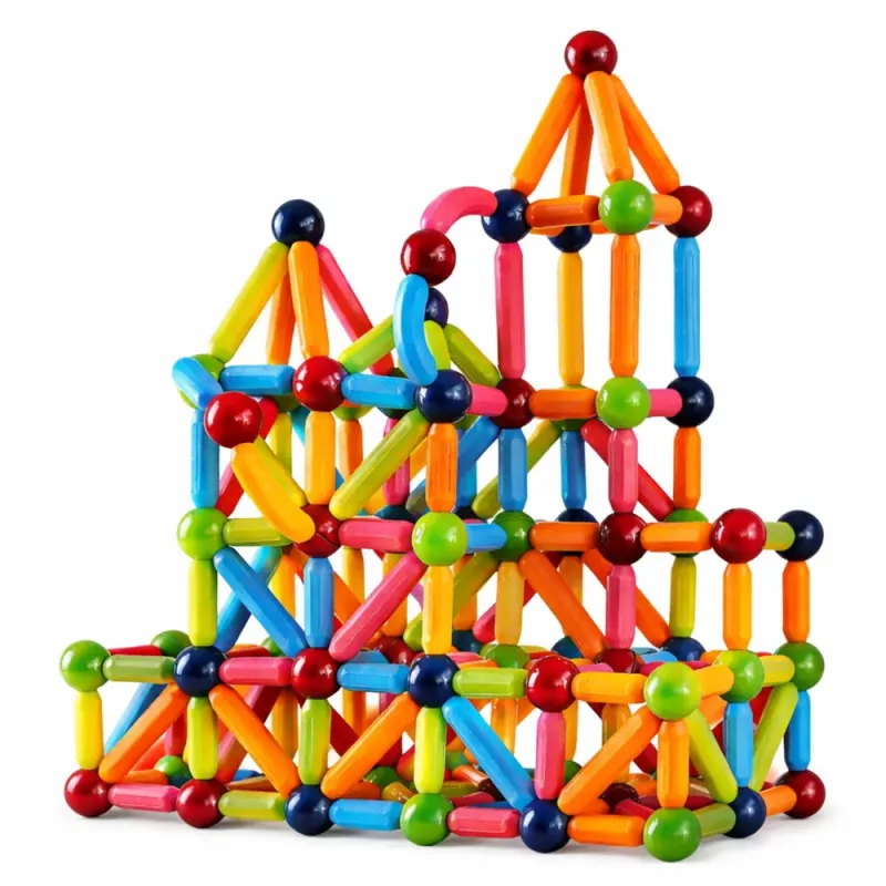 LEAN TOYS Conjunto de Varetas de Construção Magnéticas, Criativo, Colorido, 166 Peças