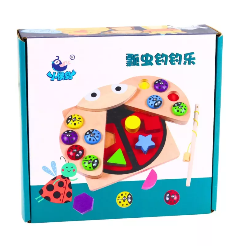 LEAN TOYS Jogo de Apanhar Joaninhas de Madeira Puzzle Educativo Classificador de Joaninhas
