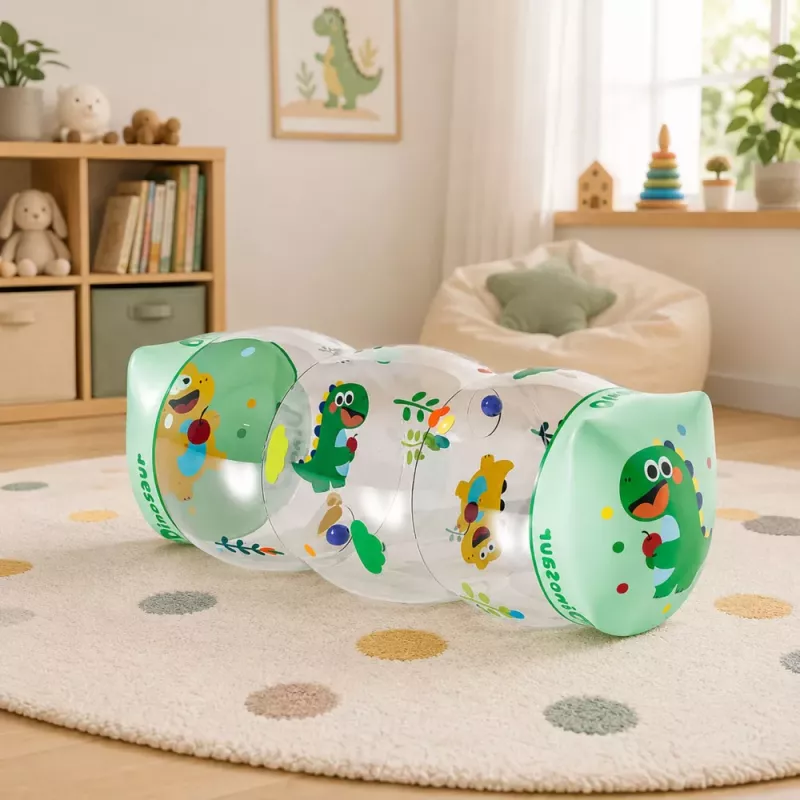 LEAN TOYS Rolo de Gatinhar Insuflável para Bebés Dinossauro 51 x 22 cm