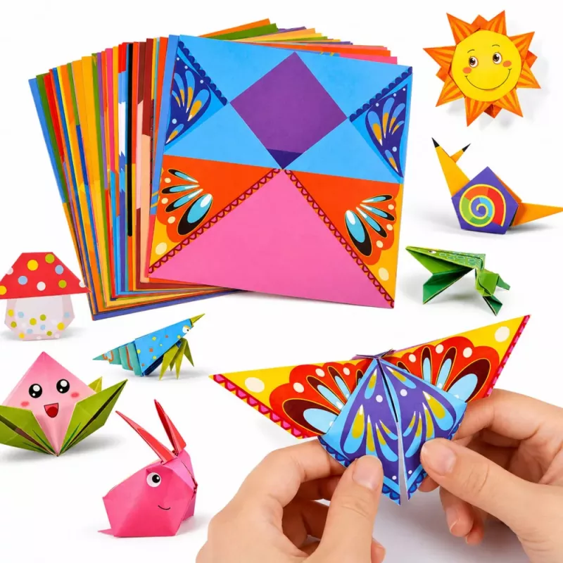 LEAN Conjunto de Origami com Papel Colorido e Livro de Instruções, 100 Folhas