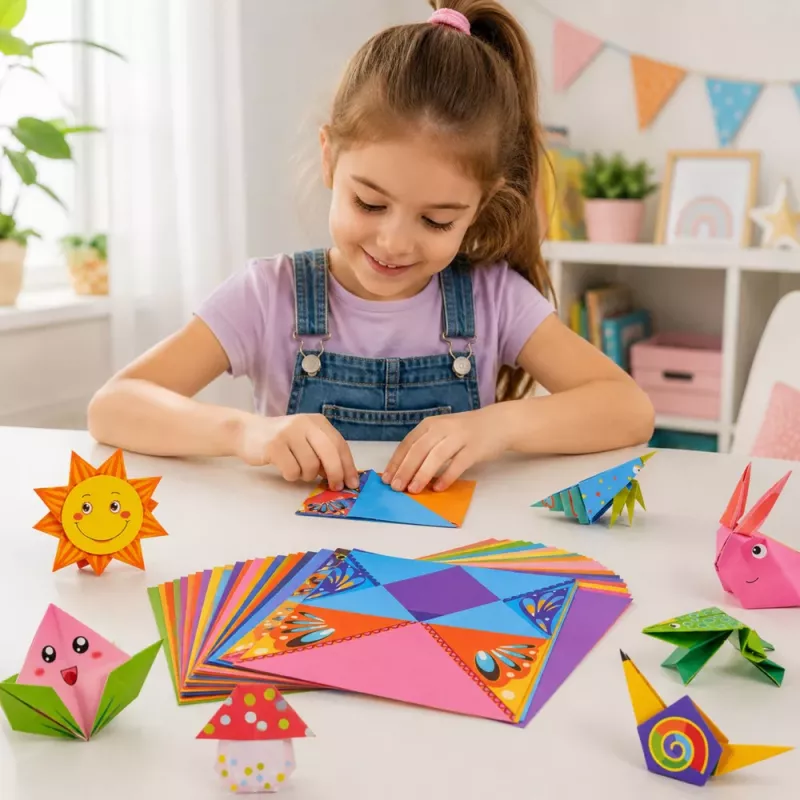 LEAN Conjunto de Origami com Papel Colorido e Livro de Instruções, 100 Folhas