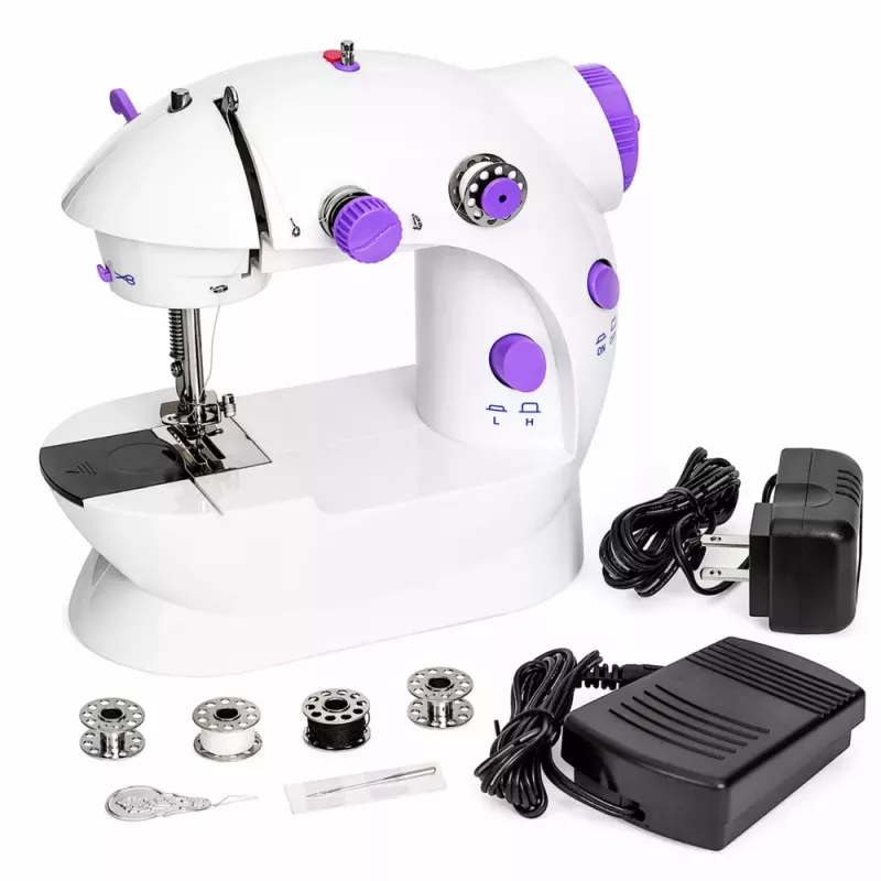 LEAN Mini Máquina de Costura com Luz LED, Portátil, 2 Modos, Acessórios, Pedal