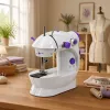 LEAN Mini Máquina de Costura com Luz LED, Portátil, 2 Modos, Acessórios, Pedal