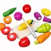 LEAN TOYS Conjunto de Tábua de Corte de Frutas e Legumes de Madeira Faca de Segurança Balde 13 peças