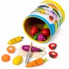 LEAN TOYS Conjunto de Tábua de Corte de Frutas e Legumes de Madeira Faca de Segurança Balde 13 peças