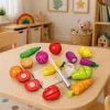 LEAN TOYS Conjunto de Tábua de Corte de Frutas e Legumes de Madeira Faca de Segurança Balde 13 peças