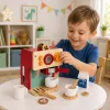 LEAN TOYS Conjunto de Máquina de Café de Madeira Pequeno Barista Taças Acessórios