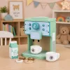 LEAN TOYS Conjunto de Máquina de Café de Madeira com Taças, Leite e Acessórios para Crianças