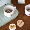 LEAN TOYS Conjunto de Máquina de Café de Madeira com Taças, Leite e Acessórios para Crianças