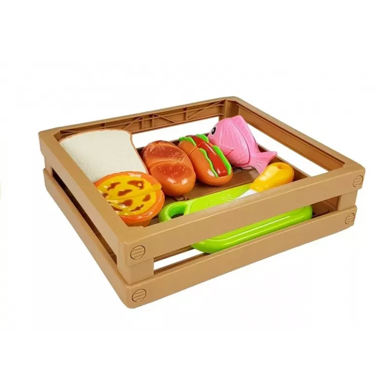 Conjunto de cachorro-quente LEAN TOYS para cortar ingredientes num cesto