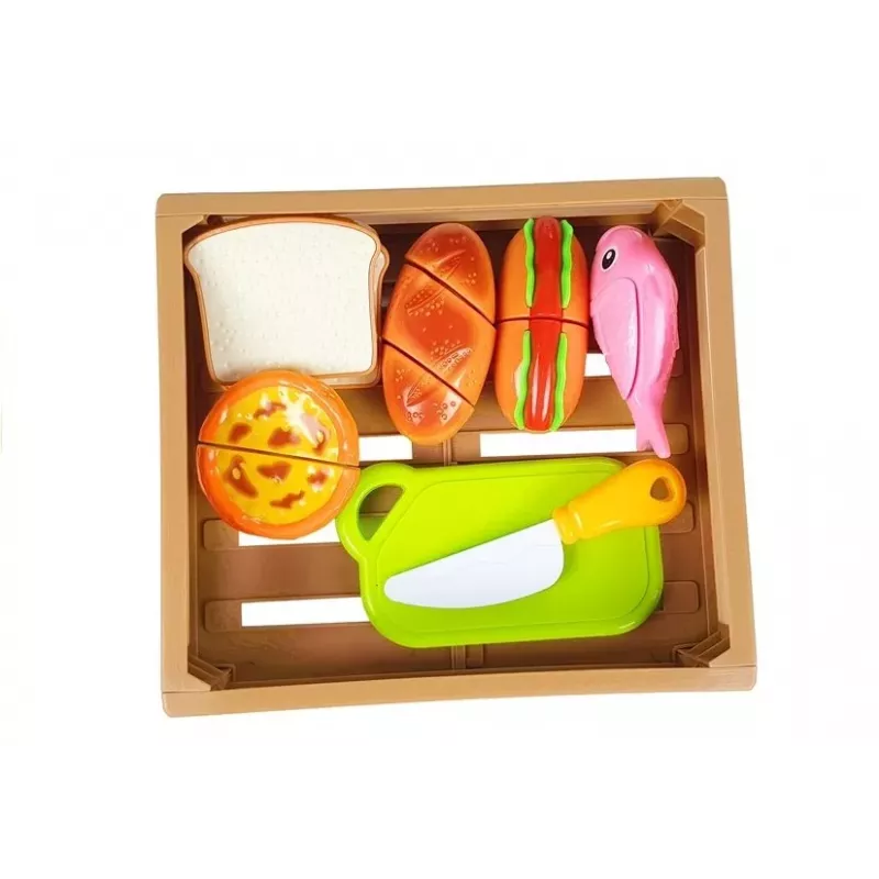 Conjunto de cachorro-quente LEAN TOYS para cortar ingredientes num cesto