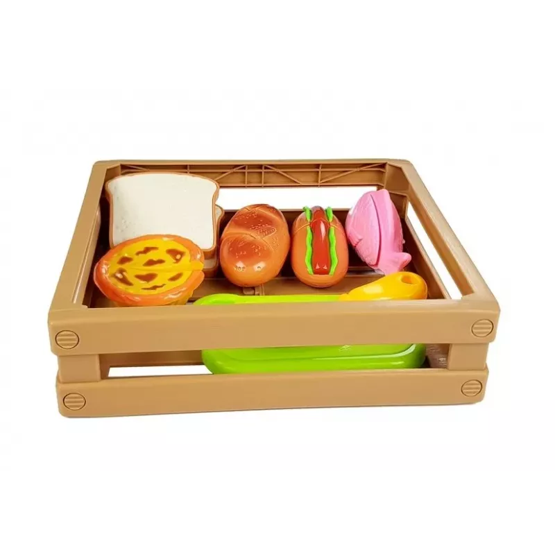 Conjunto de cachorro-quente LEAN TOYS para cortar ingredientes num cesto