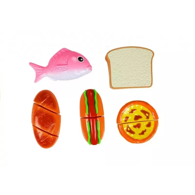 Conjunto de cachorro-quente LEAN TOYS para cortar ingredientes num cesto