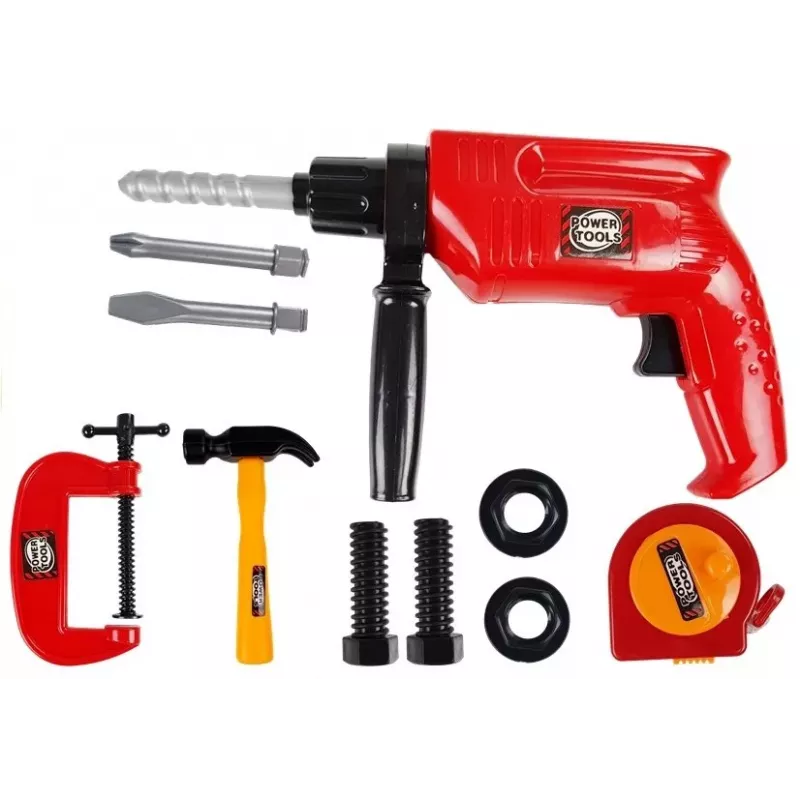 Conjunto de ferramentas LEAN TOYS em mala berbequim parafusos martelo