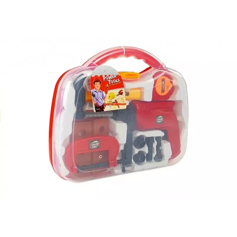 Conjunto de ferramentas LEAN TOYS em mala berbequim parafusos martelo