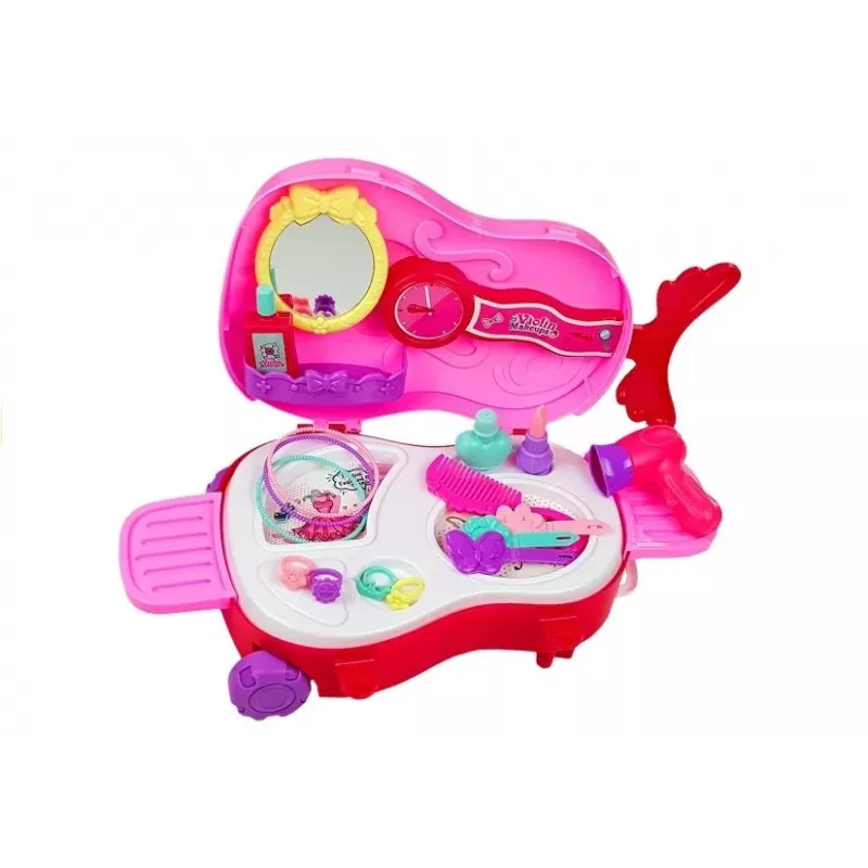 Penteadeira portátil LEAN TOYS em forma de estojo de violino com espelho - mala de vaidade em pele sintética preta